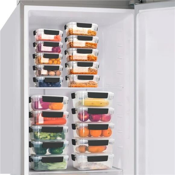 3 cup Plastic Food Storage Containers with Lids Nestable Freezer Dishwasher Safe - Picture 5 of 8
